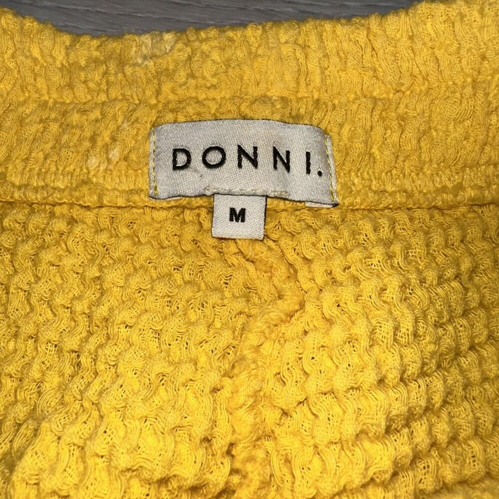 DONNI. Waffle Knit Yellow Mother Of Pearl Shorts Women's Medium M - Picture 4 of 9